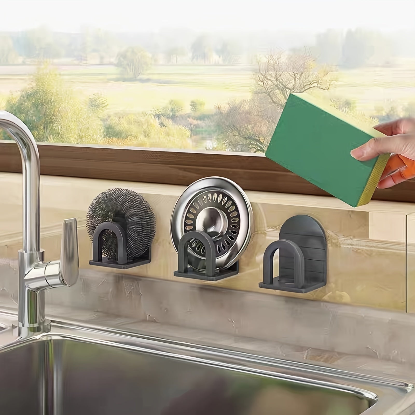 4 ta oshxona lavabosini tashkil etuvchi to'plam - burg'ulashsiz o'rnatish oson, idish, qopqoq va kesish taxtasi saqlash uchun ko'p maqsadli osma va tokchalar - bu bahorda oshxonangiz va hammomingizni tartibga solish uchun ideal.