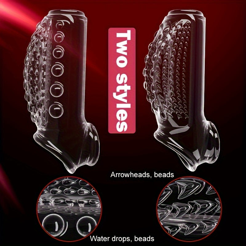 Men's Penis Sleeve, Crystal or Wolf Tooth Style, Reusable, Grainy and Bulging Sensation
