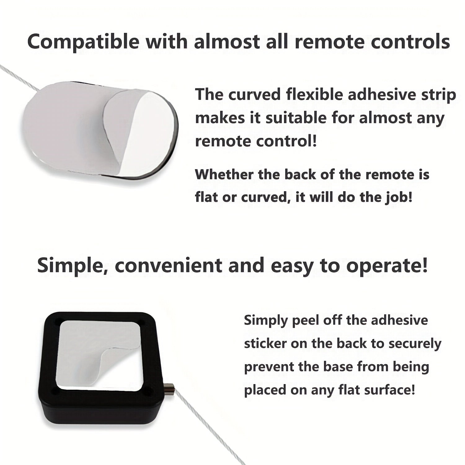 6.5ft Remote Control Cable Tether Adjustable Locking Cord for TV Air Conditioner Game Controllers