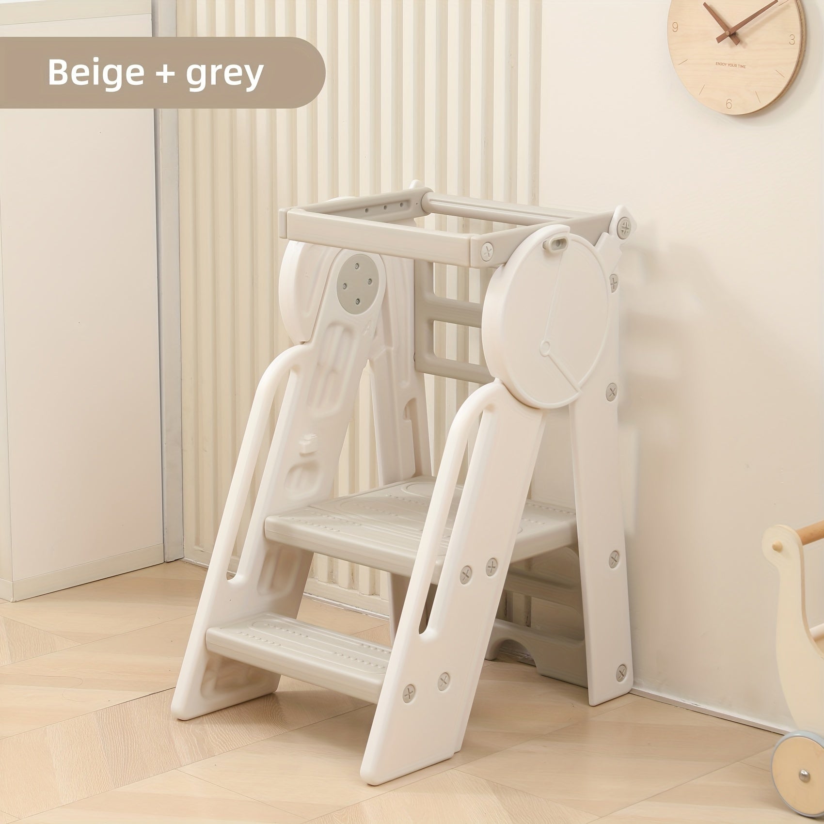 Children's Safety Stool 3-Step Plastic with Guardrails Anti-Slip for Kids Ages 3-6