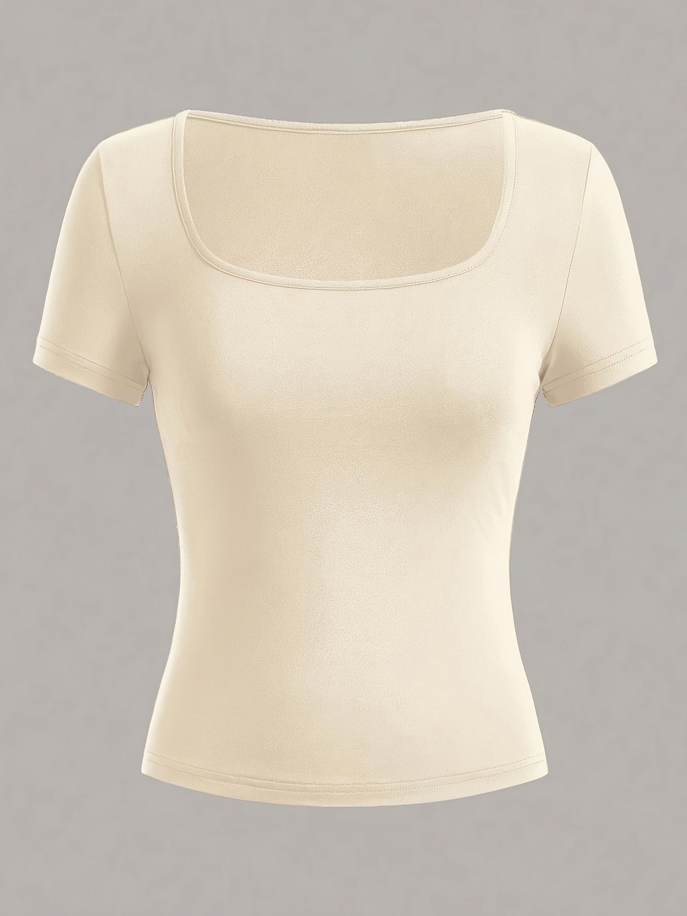 Set of 3 Women's Square Neck Short Sleeve T-Shirts Casual Sporty Polyester Black White Red