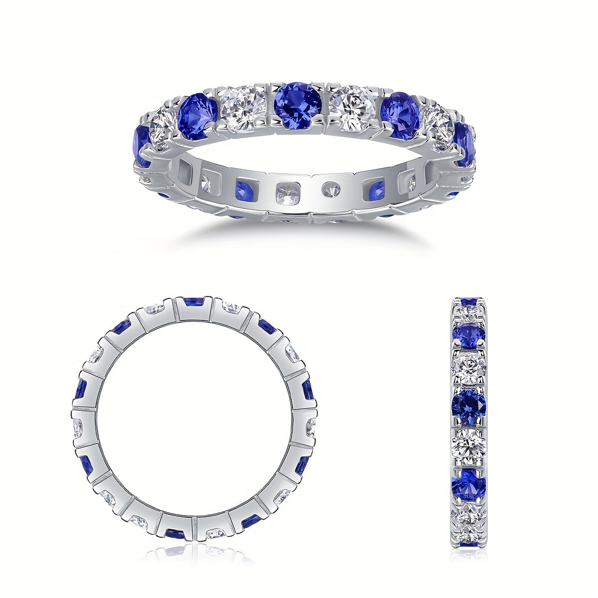 Кольцо из стерлингового серебра с моссанитом и лабораторно выращенными изумрудами, рубинами, сапфирами для женщин и мужчин