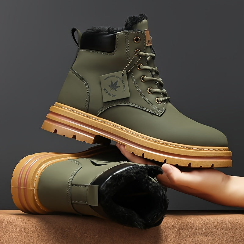 Men's All-Season High-Top Snow Boots with Plush Comfort and Round Toe