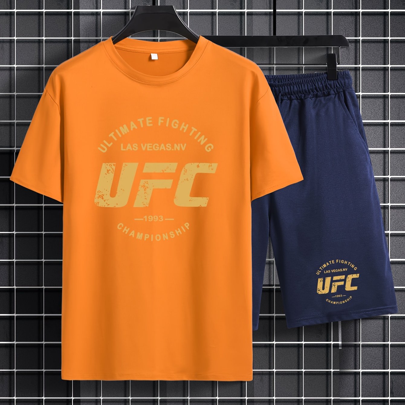 Men's Plus Size Casual Sportswear Set with Printed T‑Shirt and Drawstring Shorts