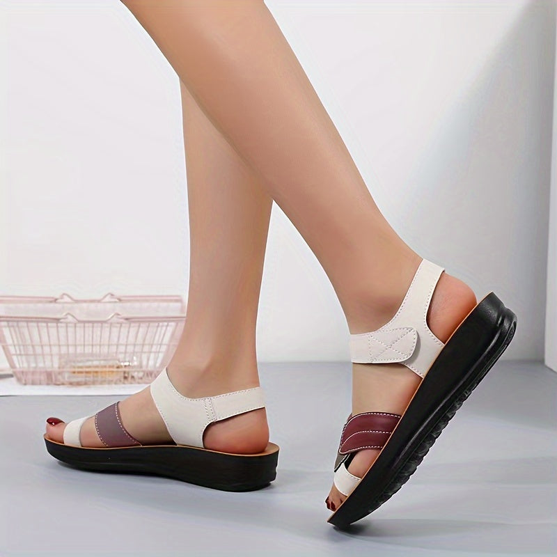 Women's Color Block Flat Shoes Casual Open Toe Summer Sandals