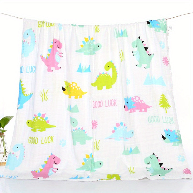 Soft and Cozy 6-Layer Gauze Swaddle Blanket with Cartoon Design in Vibrant Colors