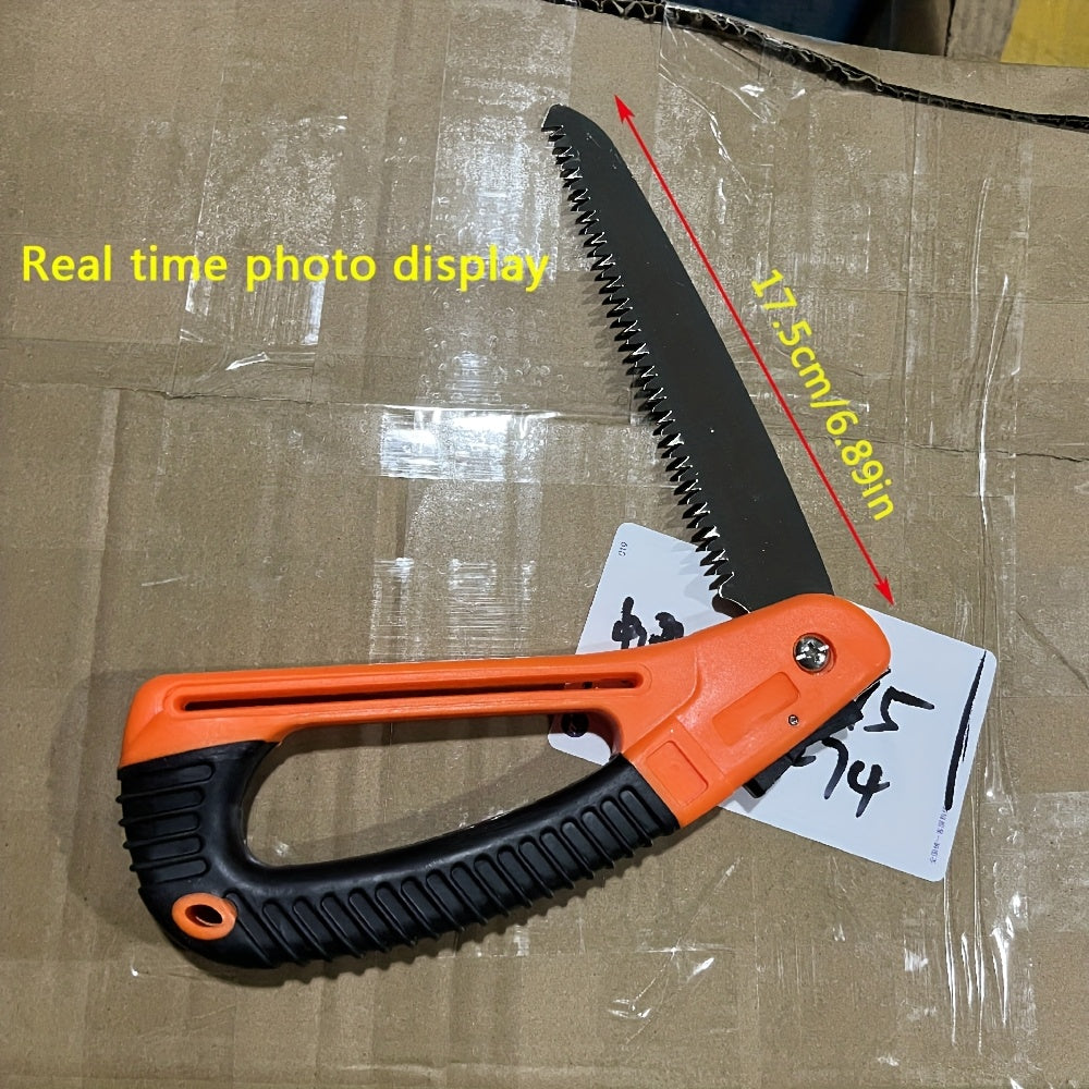 Sierra de mano plegable con hoja de acero aleado y mango ergonómico para jardinería y poda