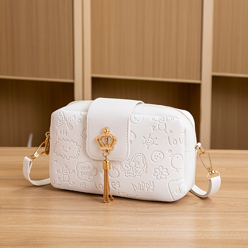 Yangi moda tendentsiyasi yuqori tuzilishga ega, to'qimachilik dizayni va nozik bosma bilan bezatilgan xoch sumka. Zipper yopilishi bilan birga keladi va beshta rang tanlovi mavjud. Mukammal Sevgi kuni yoki tug'ilgan kun sovg'asi. O'lchovlar