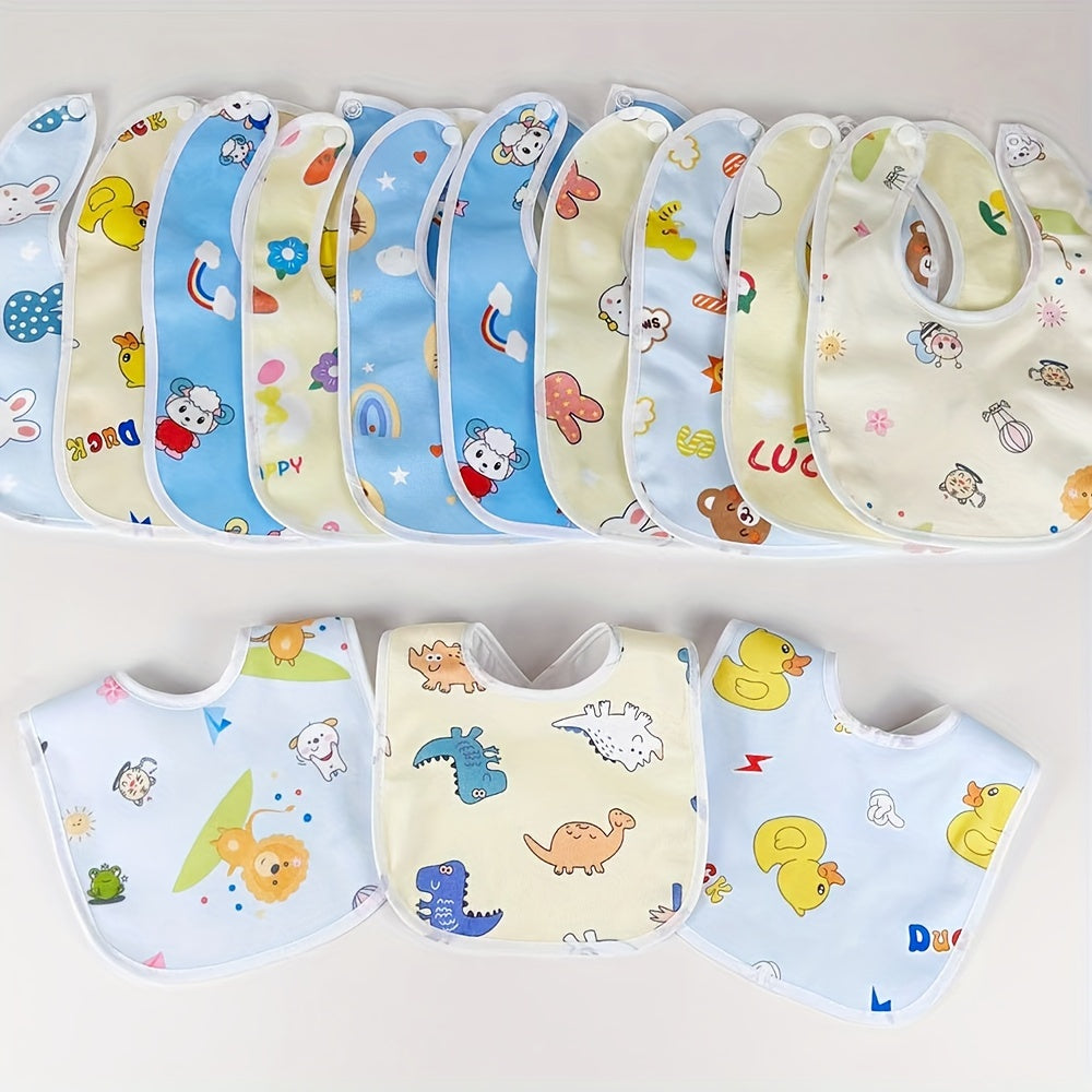 10-штук детских слюнявчиков водонепроницаемых кристальных бархатов с изображениями животных и космоса для чистого кормления