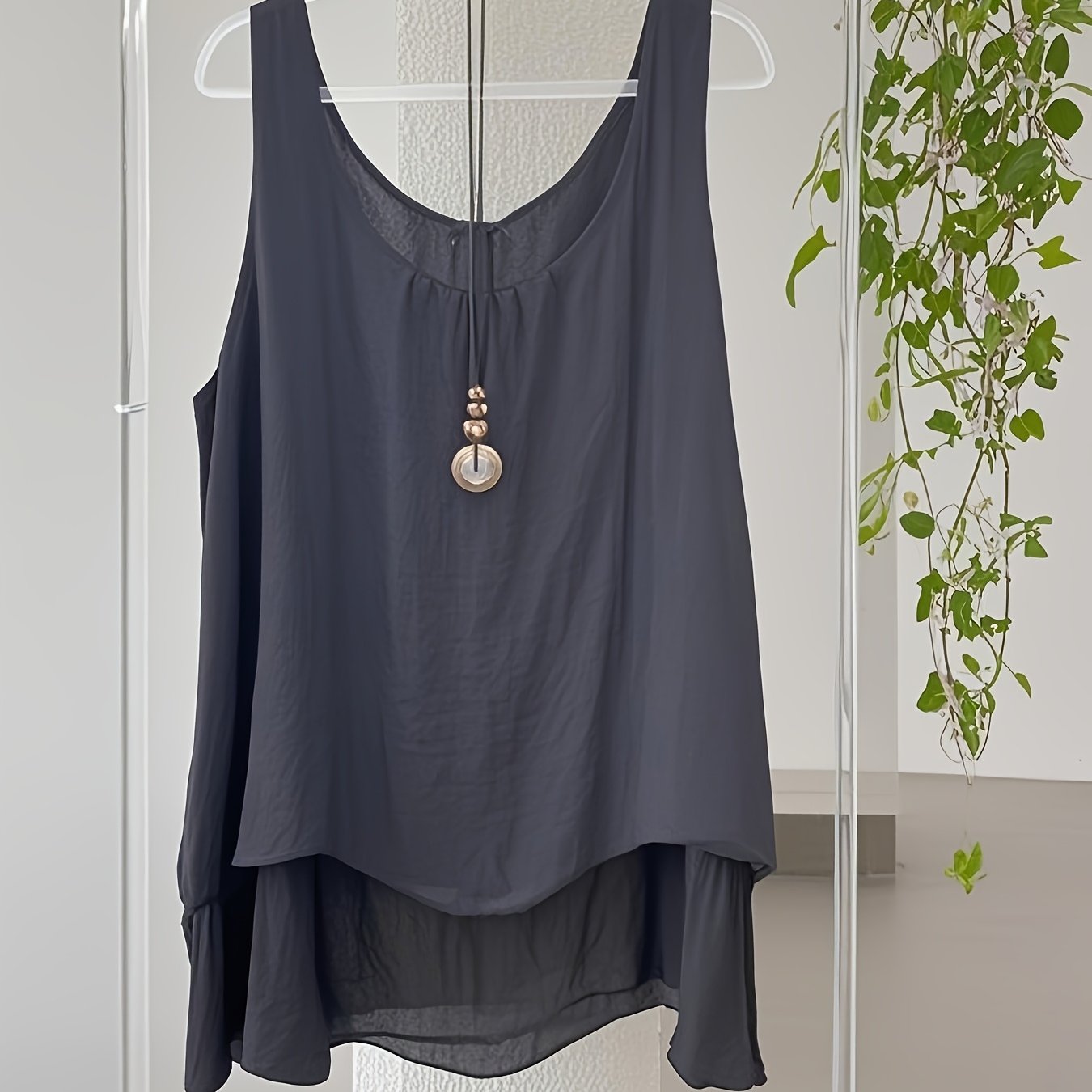 Women's Plus Size Two-Piece Vest Set Navy Size Large