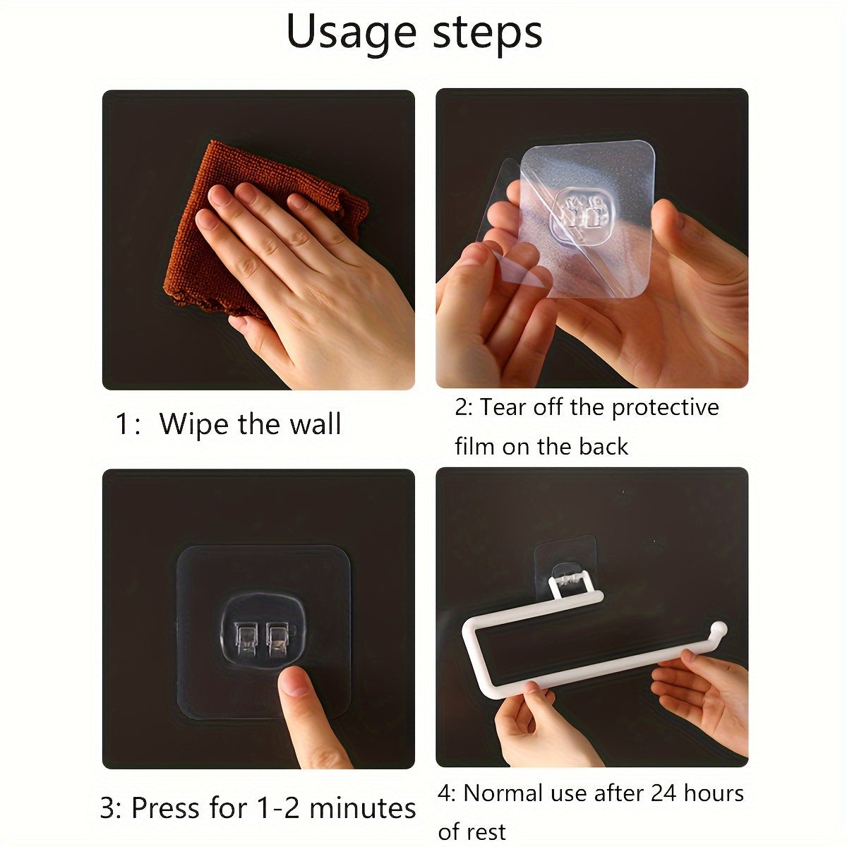 No-Drill Kitchen Bathroom Tissue Holder with Roll Paper Rack and Towel Hook