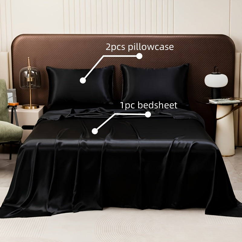 3-ta qismli satindan yasalgan to'shakka to'shaklari va yostiqchalari, nafas oladigan, yumshoq, bir xil rang, barcha mavsumlar uchun