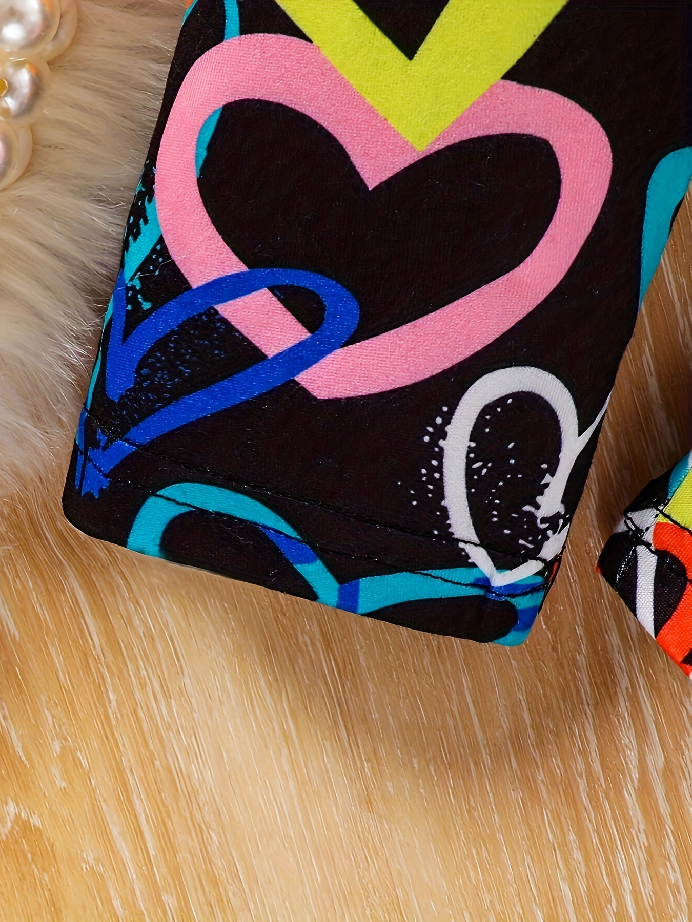 Kids Girls Heart Print Sweatshirt and Leggings Set Fall Winter Casual