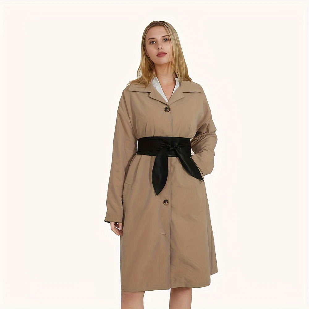 Kiyimlar va kostyumlar uchun sozlanadigan tugunni bilan qora PU charm kamar