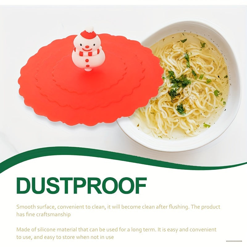 Рождественская силиконовая крышка для чашки с дизайном снеговика, безопасная для пищевых продуктов, против проливания, экологичная