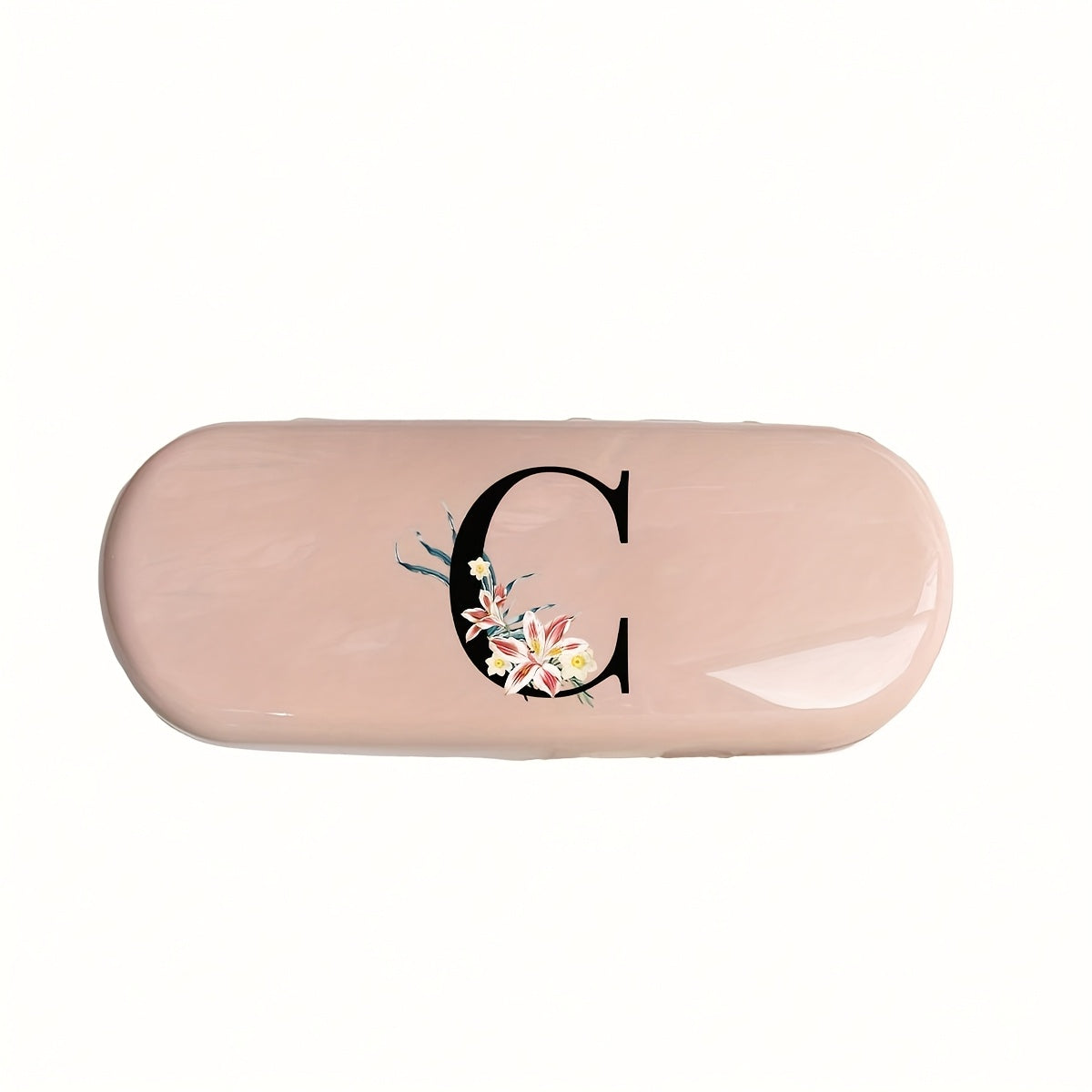 Pink Floral Monogram Glasses Case Waterproof Dustproof Compact Plastic Storage Box for Men and Women