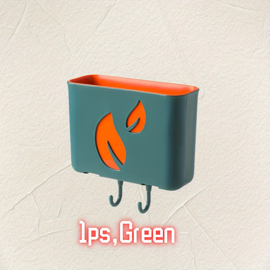 Wall-Mounted Storage Rack with Drainage, Single Tier, No-Drill Kitchen Bathroom Organizer