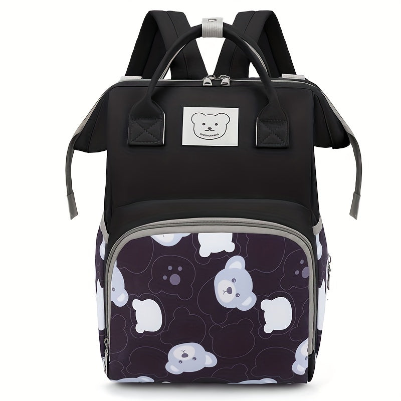 Lightweight Waterproof Baby Backpack with Bear Motif for Moms on the Go