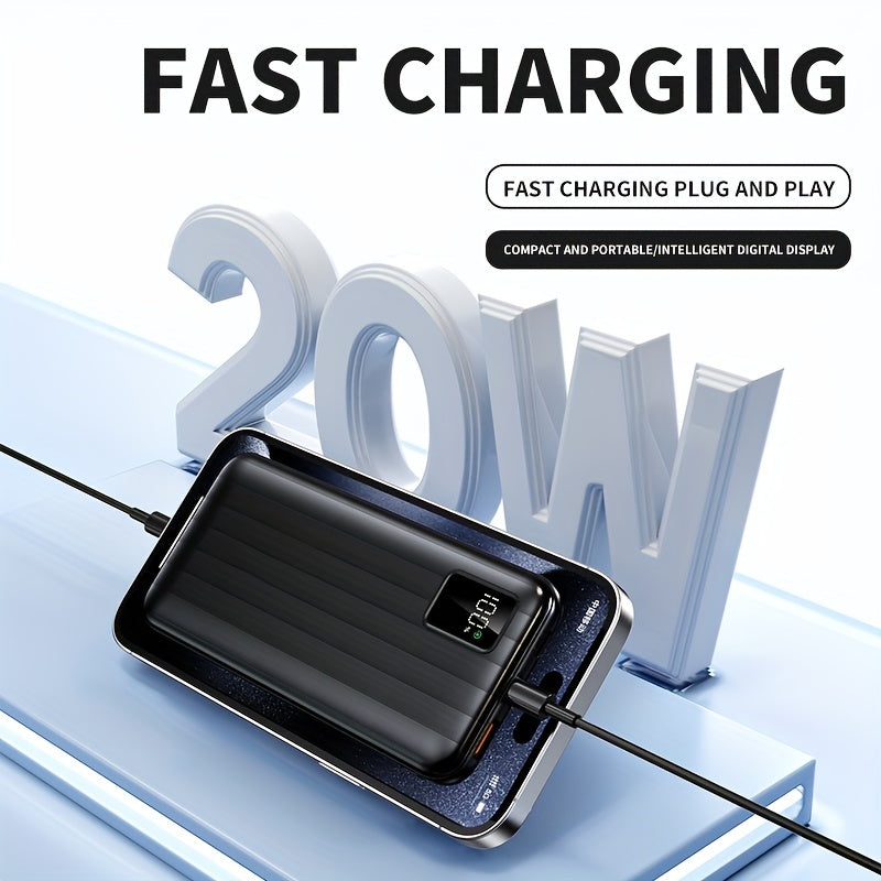 20000mAh Portable Power Bank with 22.5W Fast Charging USB Type-C LED Display Dual Input Output Compact