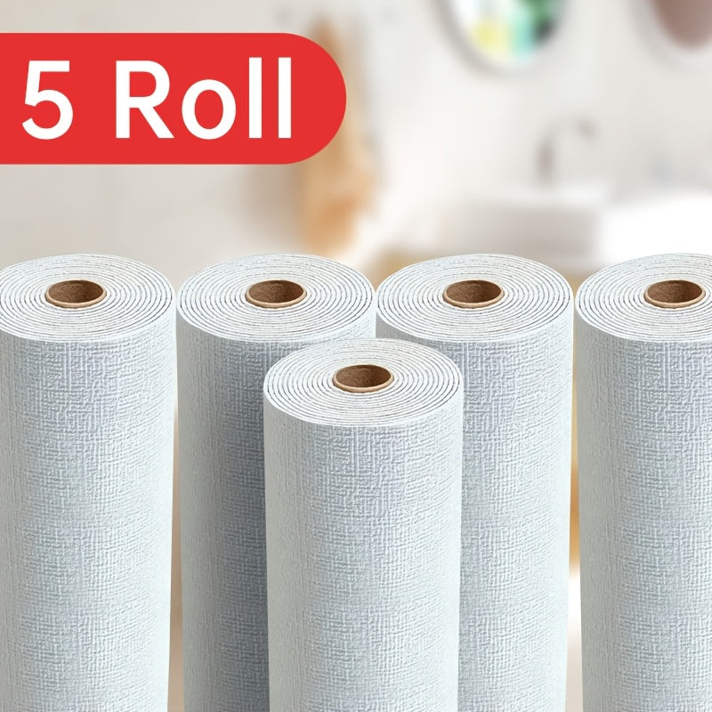5-Pack White Thermal Insulation Linen Self-Adhesive Wallpaper Vinyl Textured Brick Stone Wood