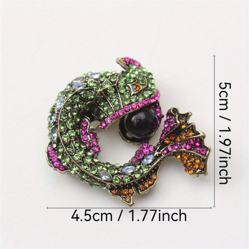 Retro Fish Brooch Pin with Rhinestones and Enamel Jewelry Accessory