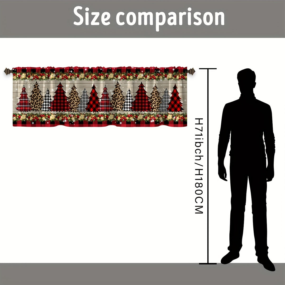 Rojdestvo oshxona valansy pardasi, qarag'ay daraxti o'rami, chiroq filtri mato