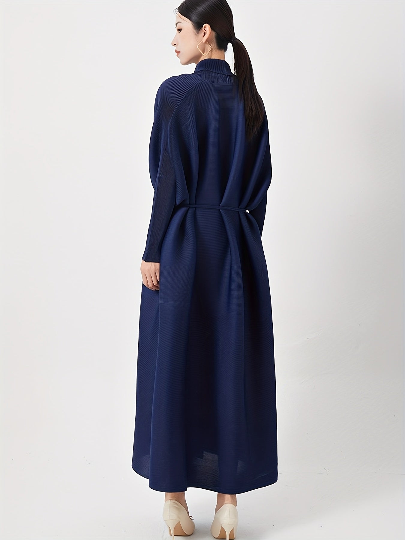 Abaya de manga larga para mujer marrón de ajuste holgado con pantalones de longitud completa