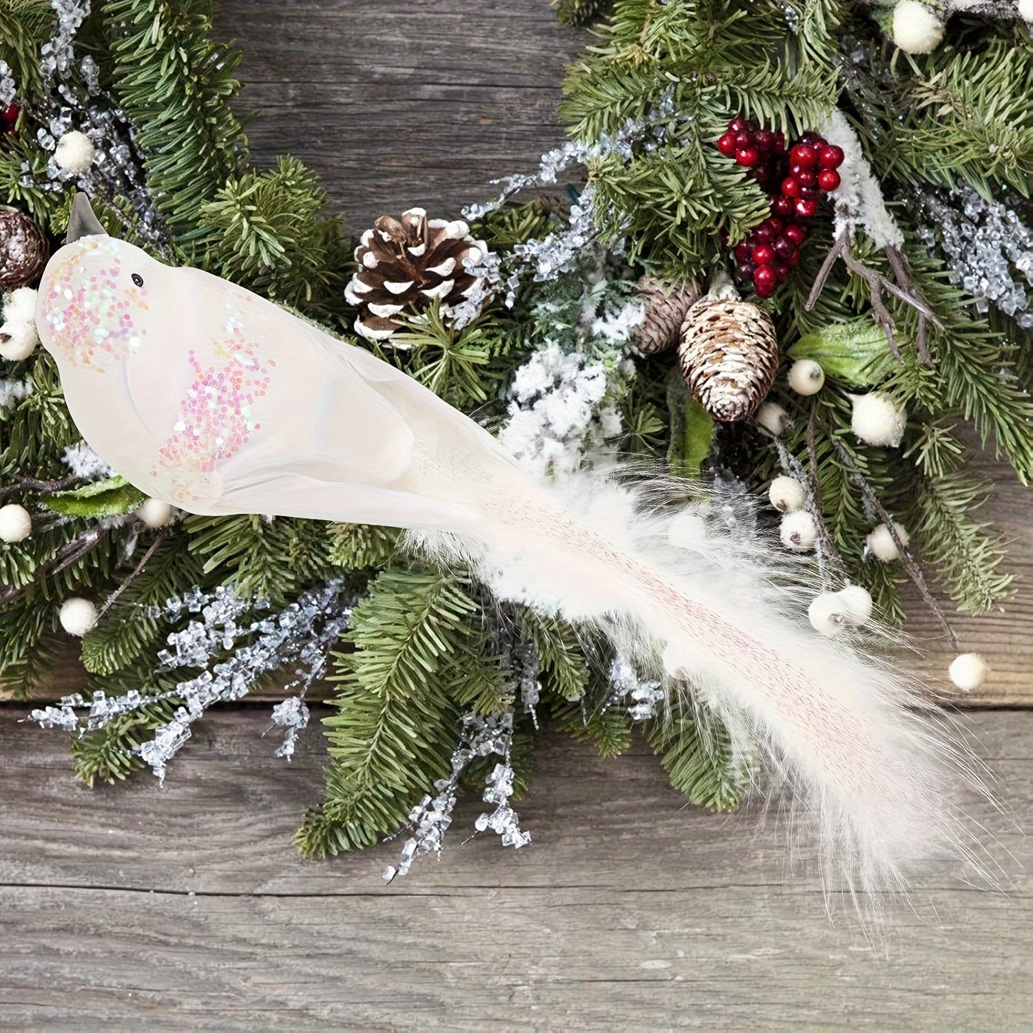 Decoraciones artificiales de palomas navideñas para coronas y decoraciones de fiesta, set de 6