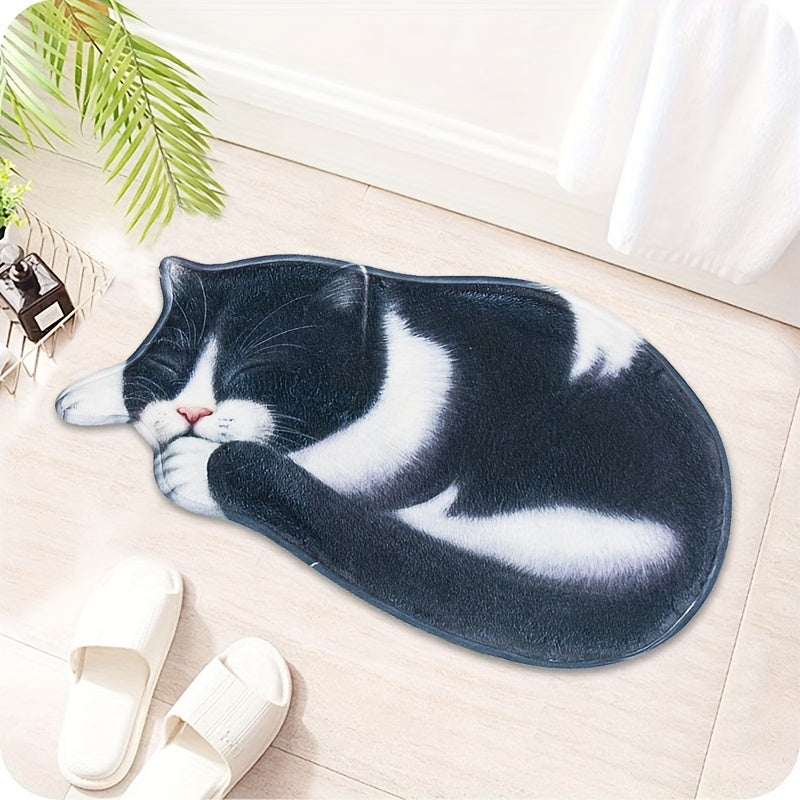 Cute Cat Floor Mat Absorbent Non-Slip Soft Kitchen Bathroom Decor