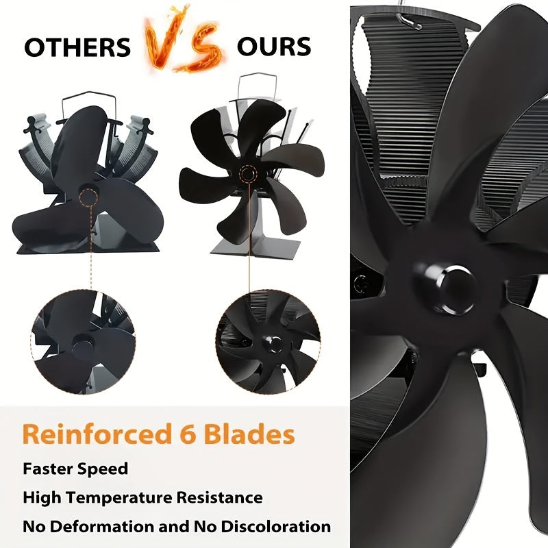 Katta xonalar uchun 6 pichoqchali yog'och yozilgan fan, shovqinsiz ishlash, issiqlik taqsimoti