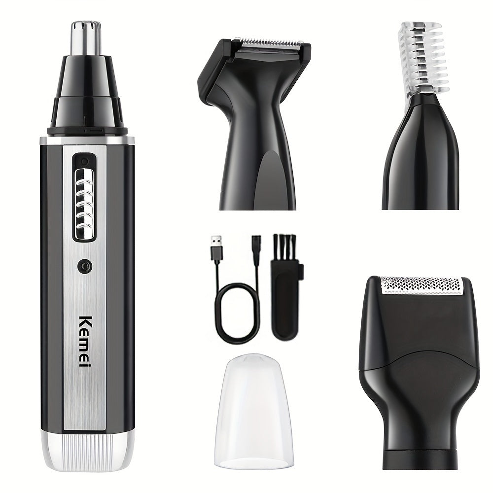 Electric Nose Hair Trimmer Kit with Replacement Head USB Charging Portable Cordless
