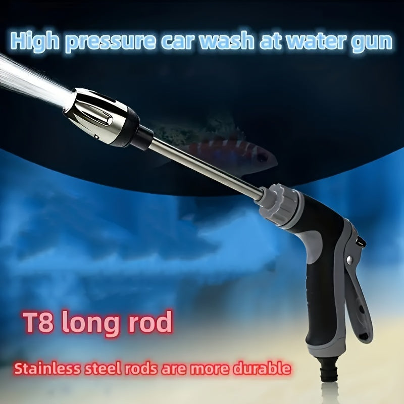High-Pressure Car Wash Gun with Multifunctional Garden Hose Nozzle and Adjustable Rod Sprayer