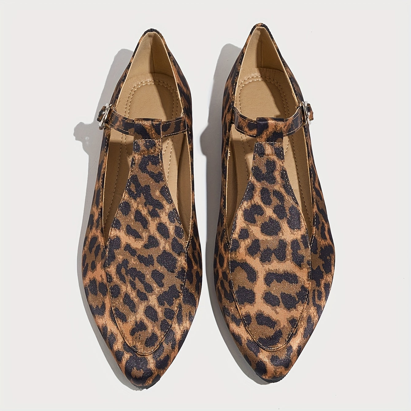 Women Brown Microfiber T-Strap Mary Jane Flats with Low Heel