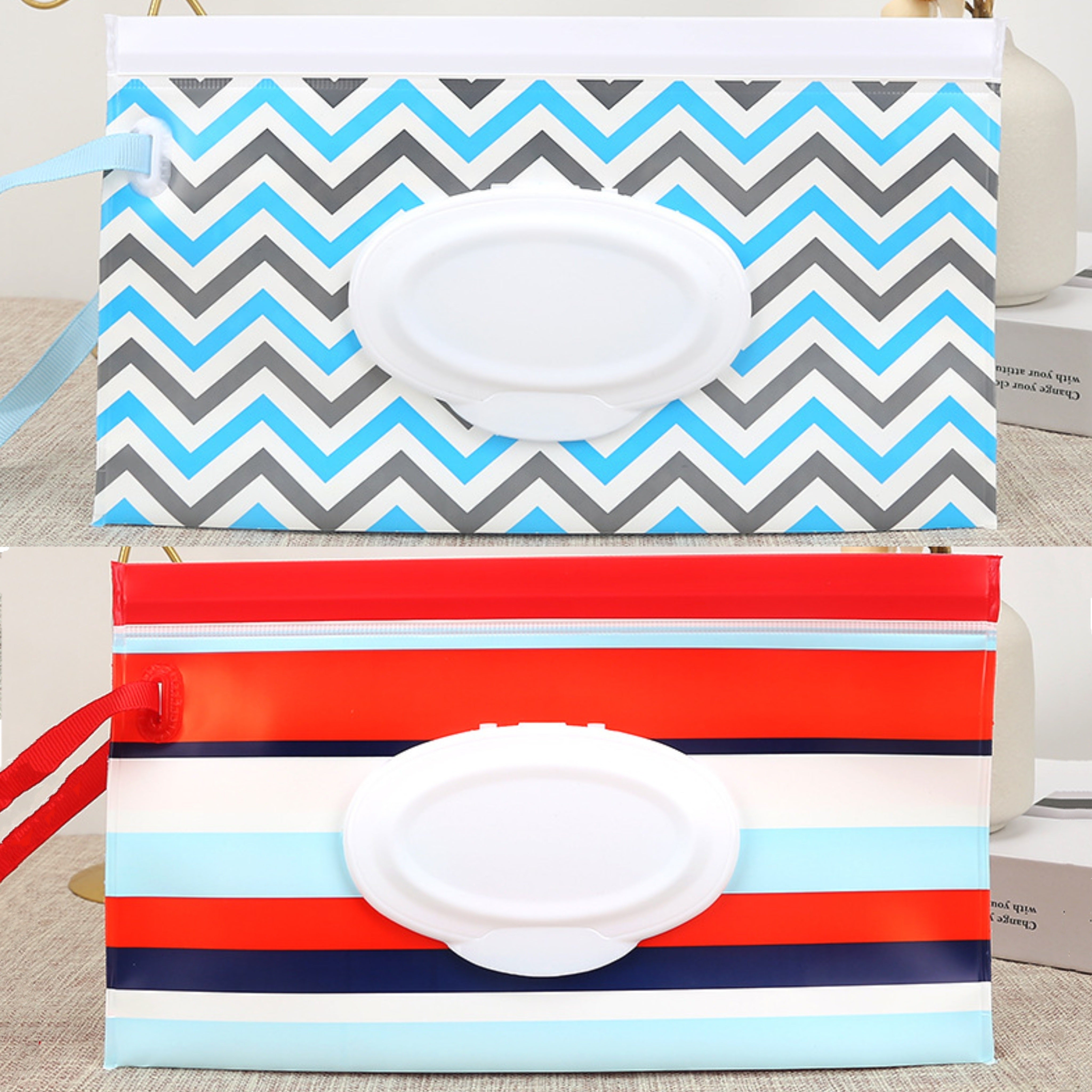 Set of 2 or 4 Reusable Wet Wipe Dispenser Bags for Travel