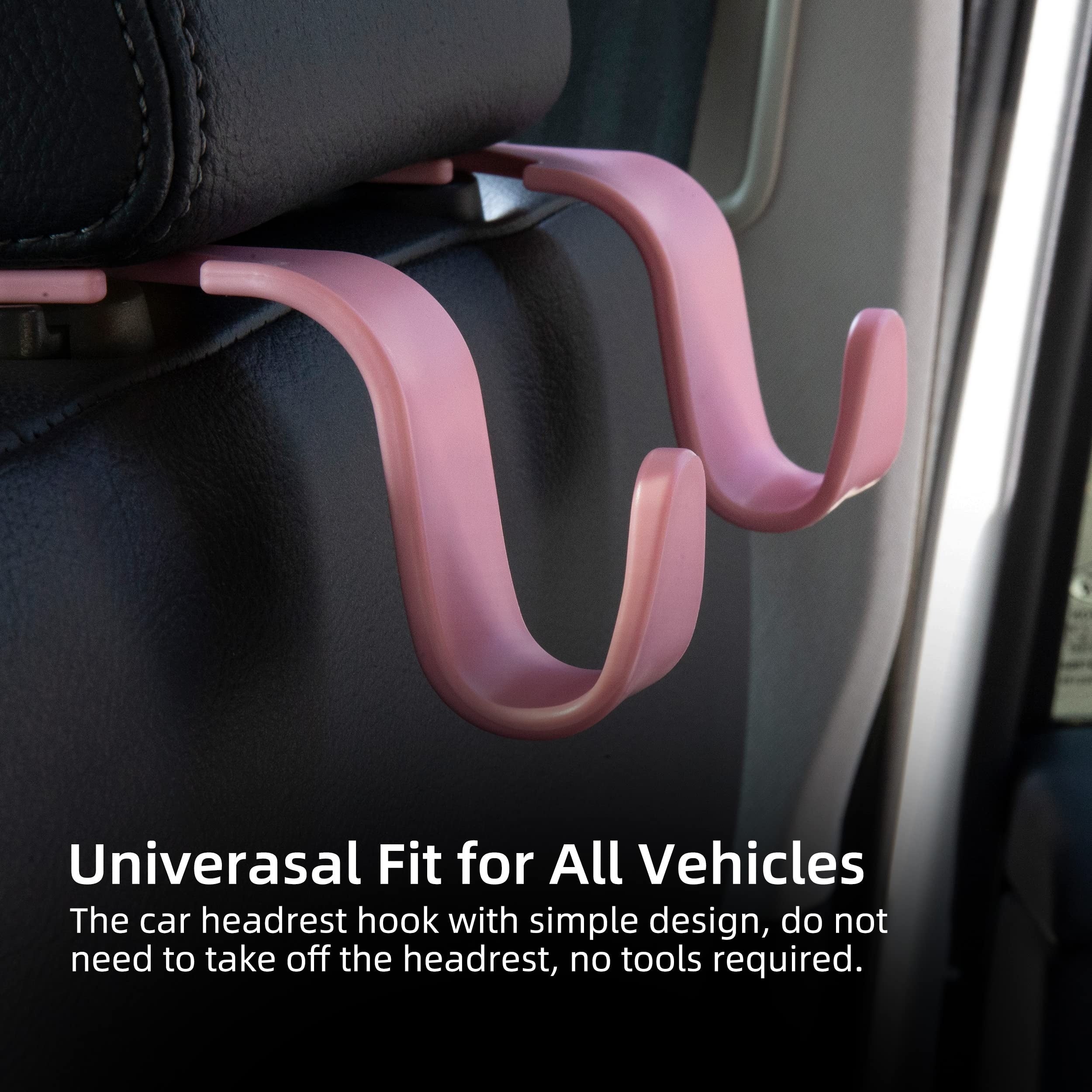 Car Seat Headrest Hook 4 Pack Universal Vehicle Car Hanger Storage Organizer Pink Black