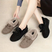 Women's Cozy Loafers Solid Color Microfiber Bow Non-Slip Rubber Sole All-Season