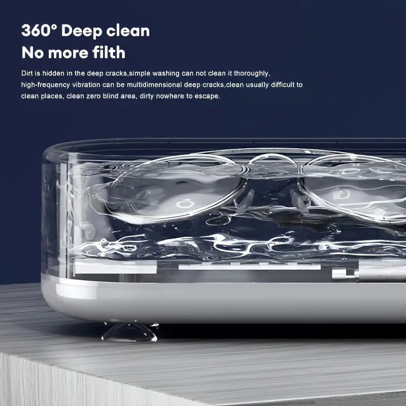 White Portable Jewelry and Glasses Cleaner Vibration-Based Chemical-Free Non-Woven Home Use