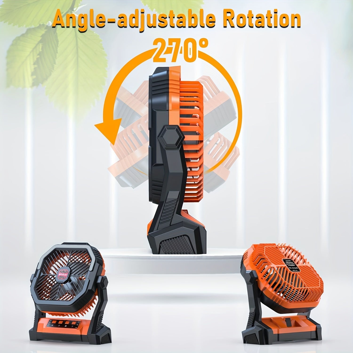 Qayta to'ldiriladigan batareyali portativ lager fan, 4 tezlik, chiroq, diffuzor