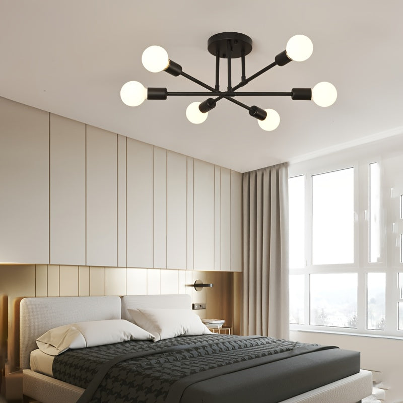 Modern Satellite Chandelier with 6 E27 Bulb Sockets for Bedrooms Dining Rooms Kitchen Offices