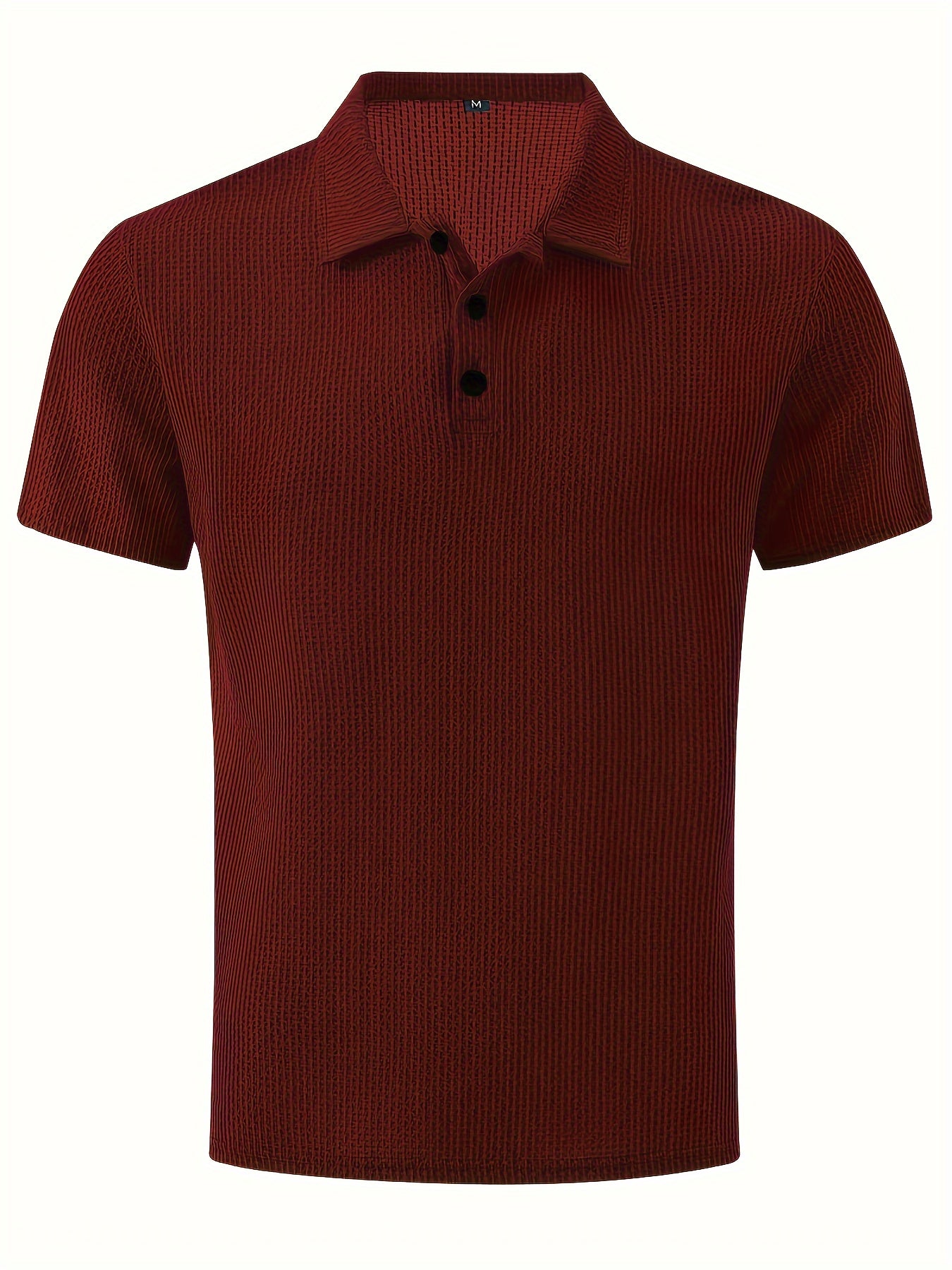 Men's Jacquard Short Sleeve Casual Shirt 2024 Solid Color Medium Stretch Lapel Style