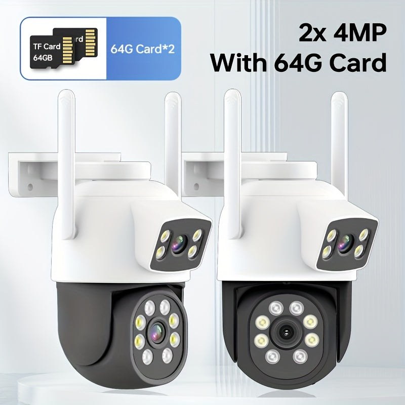 Dual Lens Outdoor Security Cameras 2MP 2MP WiFi Motion Detection Auto Tracking