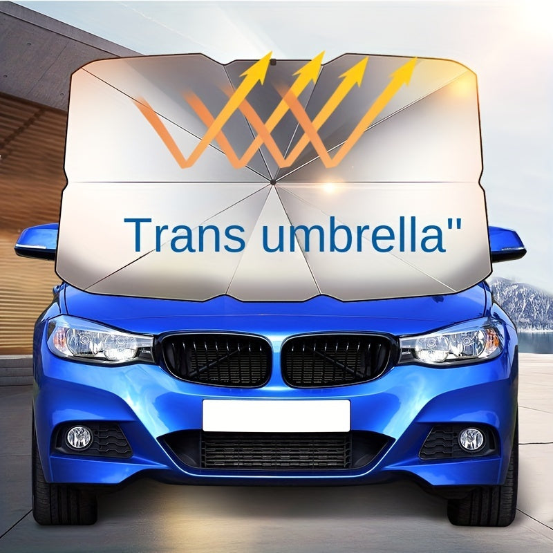 Car Sunshade Umbrella Black Polyester Foldable Windshield Sunblocker