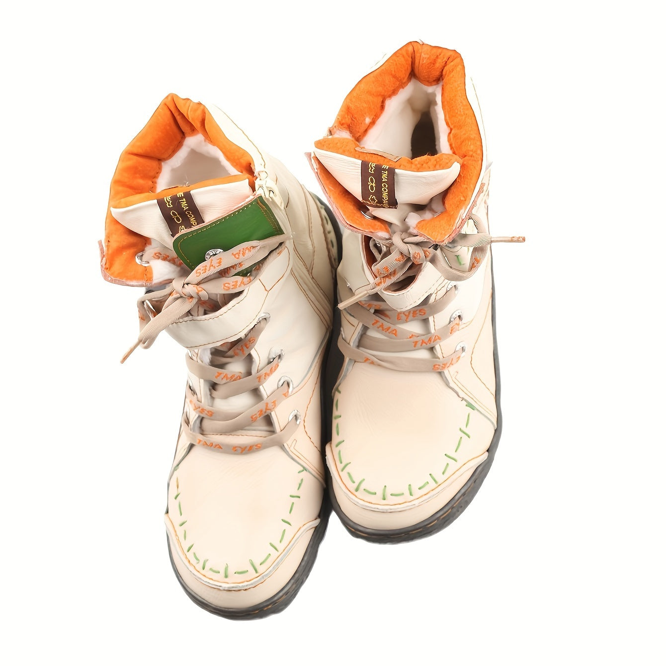 Women's Fleece-Lined Winter Ankle Boots with Lace-Up Flat Heel