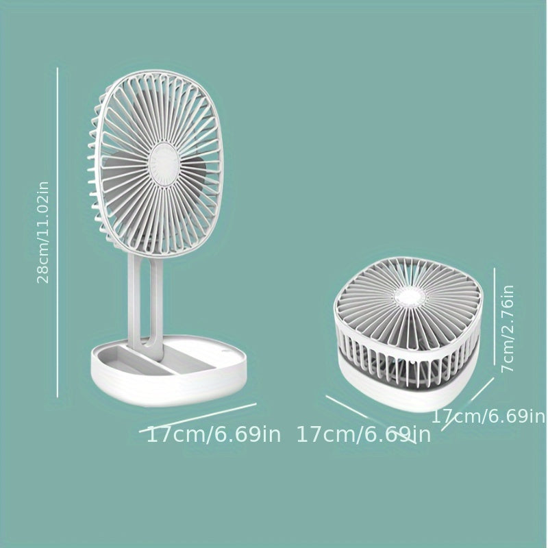 Portable Foldable Desk Fan with Rechargeable Battery, Spray Function, and Adjustable Speeds