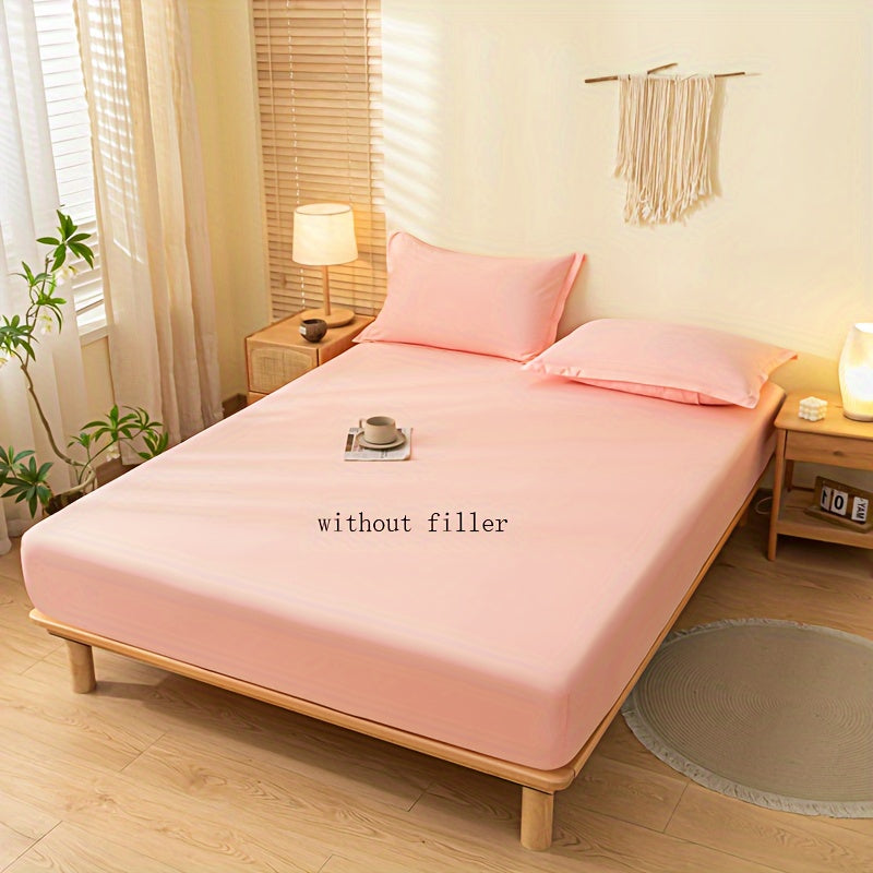 Set of 3 Breathable Cotton Bedding Set with Fitted Sheet and Pillowcases in Blue and Pink