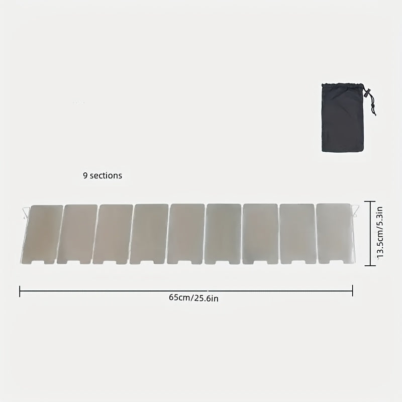 Sayohat pechka uchun portativ yig'iladigan alyuminiy qotishma shamol to'sig'i, ochiq havoda pishirish uchun metall shamol himoyasi.