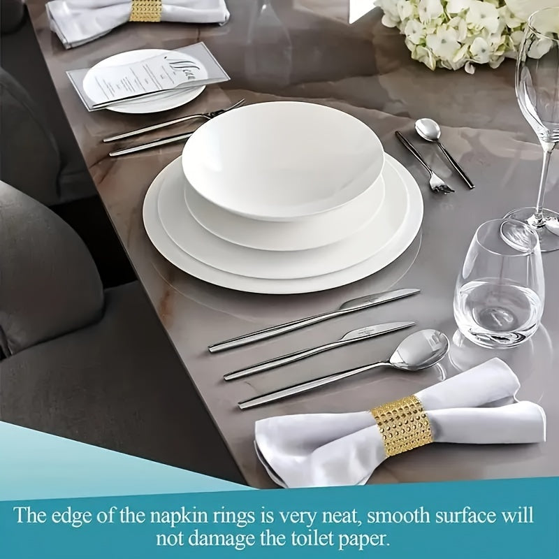 Golden Beaded Napkin Rings Set of 10 for Dinner Parties Weddings and Holidays