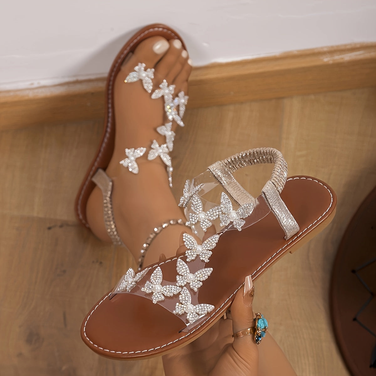 Women's Flat Sandals Open Toe Slip-On Summer TPU Sole Casual Shoes