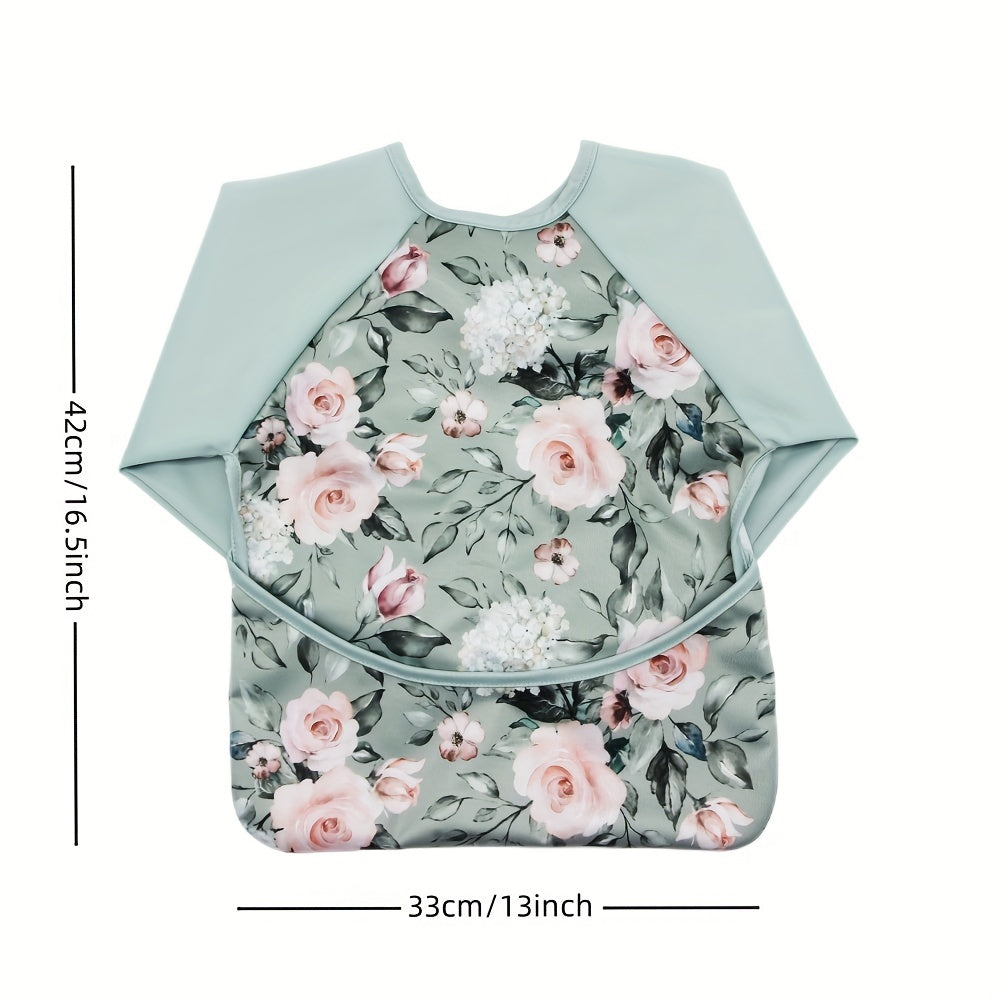 Water-Resistant Baby Bib for Toddlers 6-24 Months with Food Catcher and Sleeves