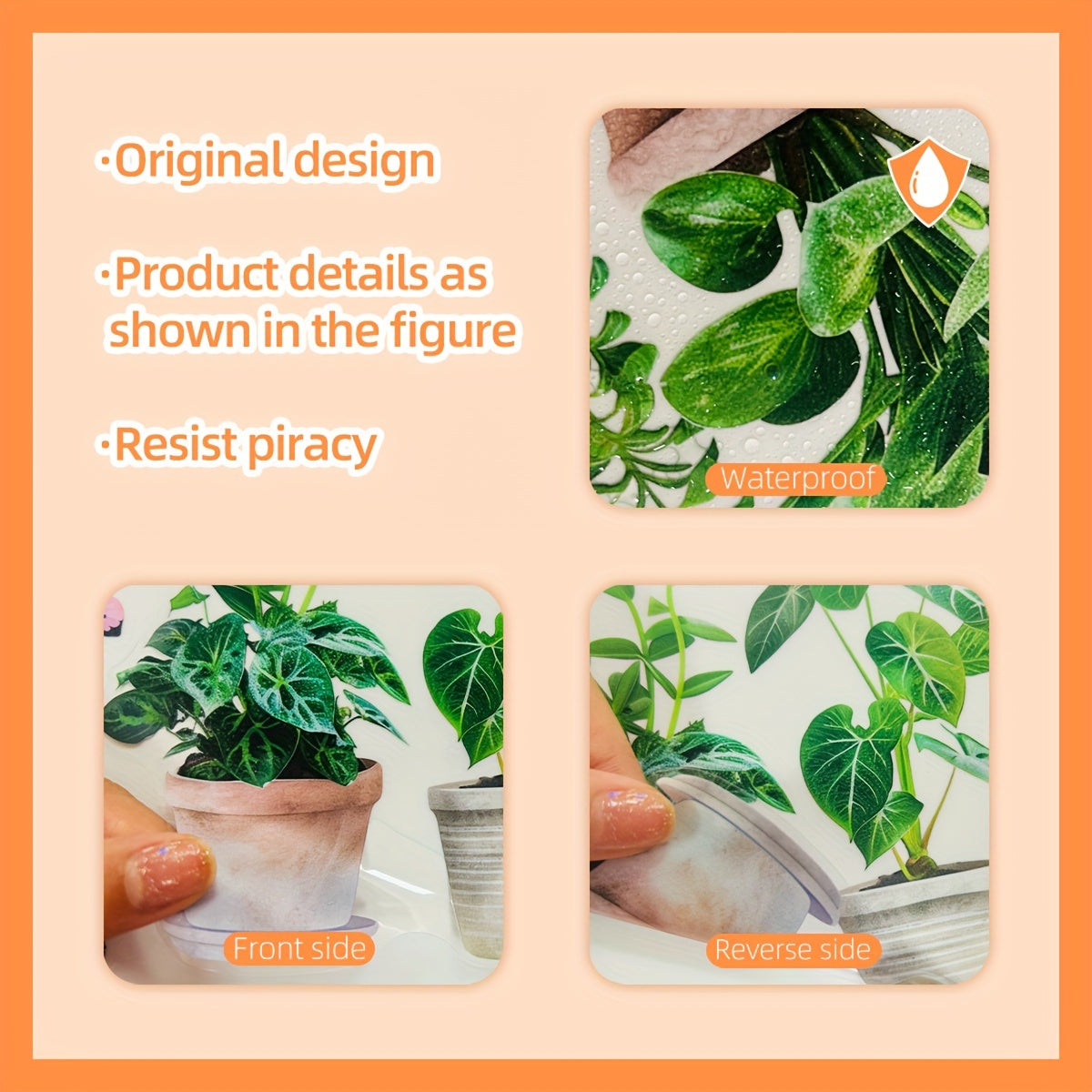 Plant Themed Static Cling Window Decal 15x40cm Reusable PVC Decor